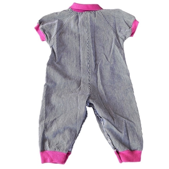 Vintage Buster Brown Stripe One Piece Jumpsuit Romper 12 Months Heart Crest Baby - Picture 4 of 14